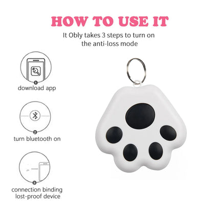 Cat Paw Shape Mini GPS Tracker Bluetooth 5.0 Anti-Lost Device Pet Kids Bag Wallet Tracking for IOS/ Android Smart Finder Locator