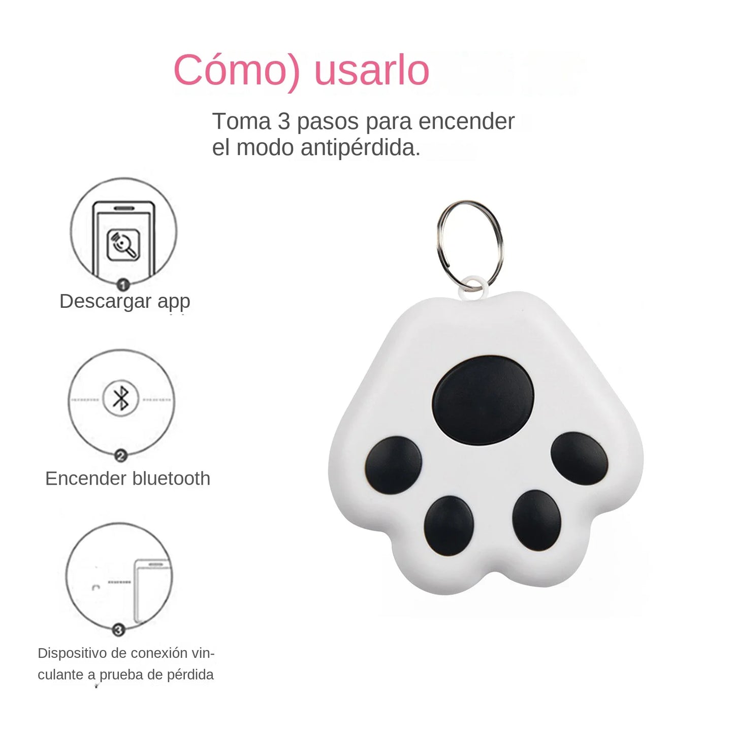 Cat Paw Shape Mini GPS Tracker Bluetooth 5.0 Anti-Lost Device Pet Kids Bag Wallet Tracking for IOS/ Android Smart Finder Locator