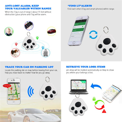 Cat Paw Shape Mini GPS Tracker Bluetooth 5.0 Anti-Lost Device Pet Kids Bag Wallet Tracking for IOS/ Android Smart Finder Locator