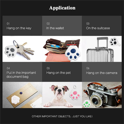 Cat Paw Shape Mini GPS Tracker Bluetooth 5.0 Anti-Lost Device Pet Kids Bag Wallet Tracking for IOS/ Android Smart Finder Locator